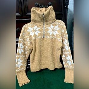 Cozy Tan and White Ski Women's Sweater